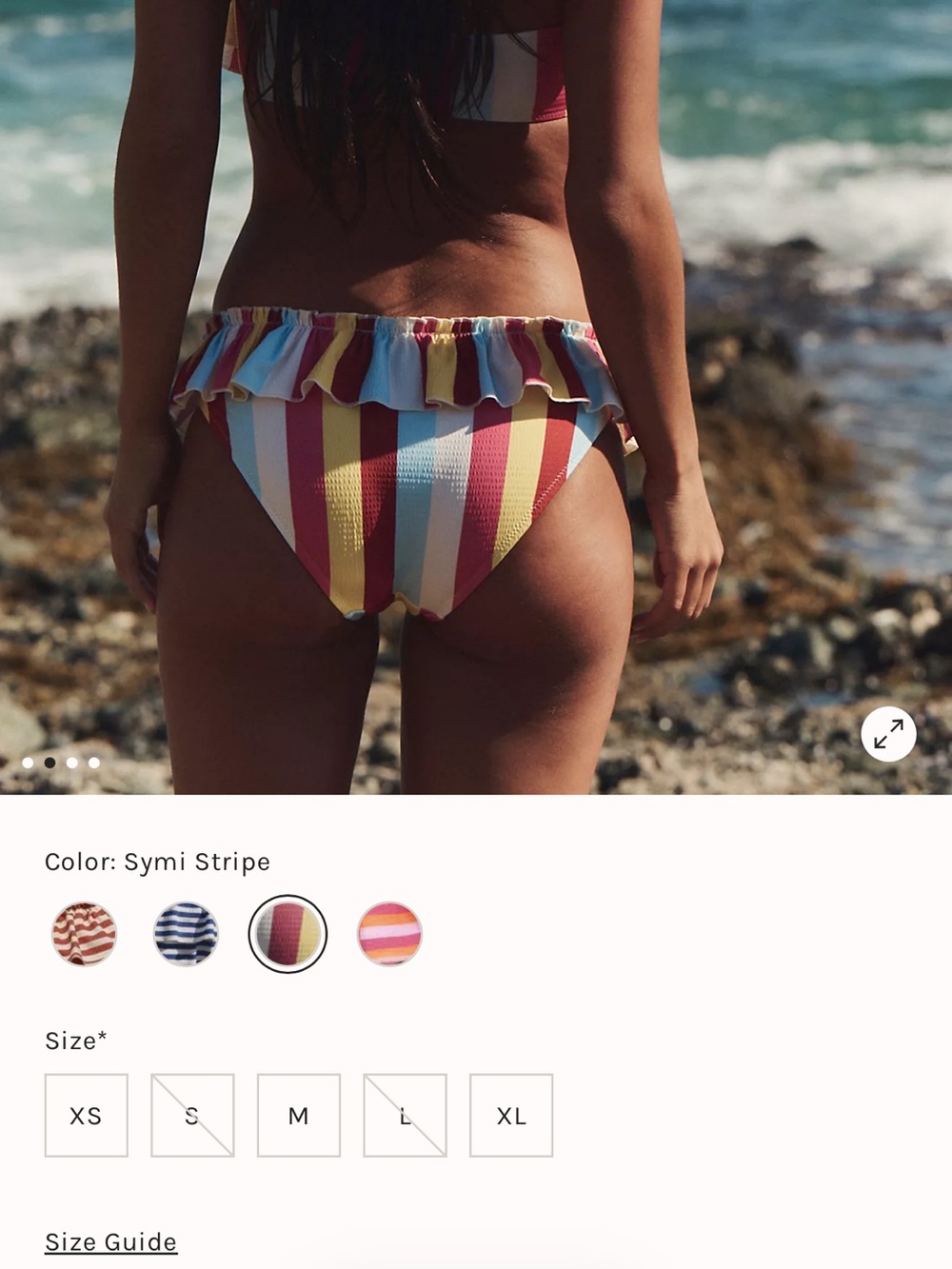 SOLID & STRIPED Multicolor Striped Ruffle Bikini Bottom - sold out - worn ONCE